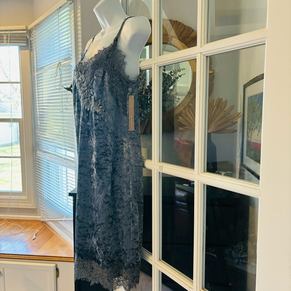 Anthropologie Porridge Tessie Silver Grey Velvet Dress NWT Small - Picture 9 of 13